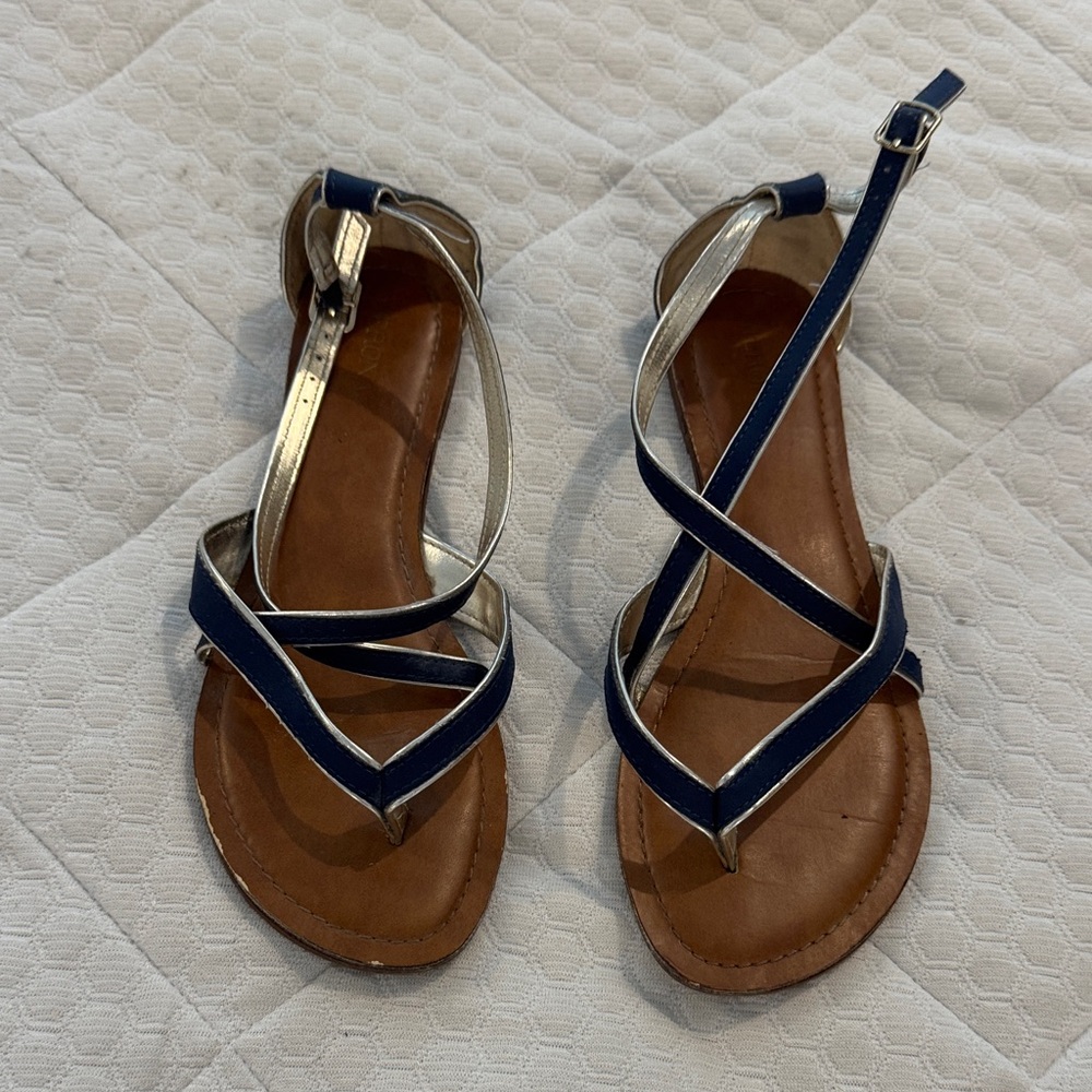 Stylish Blue and Gold Women's Sandals